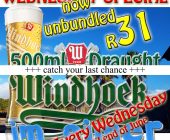 Wednesday Special: 500ml Windhoek Draught for 31